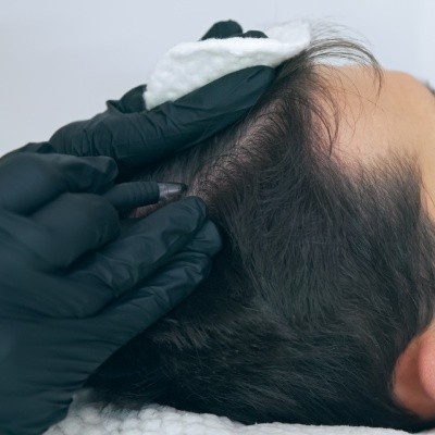 Scar camouflage on the scalp after transplantation